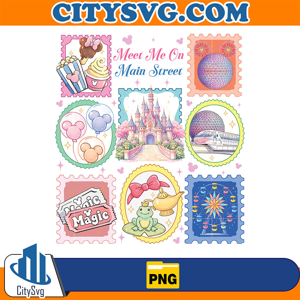 Meet-Me-On-Main-Street-Magic-Kingdom-Stamps-Png