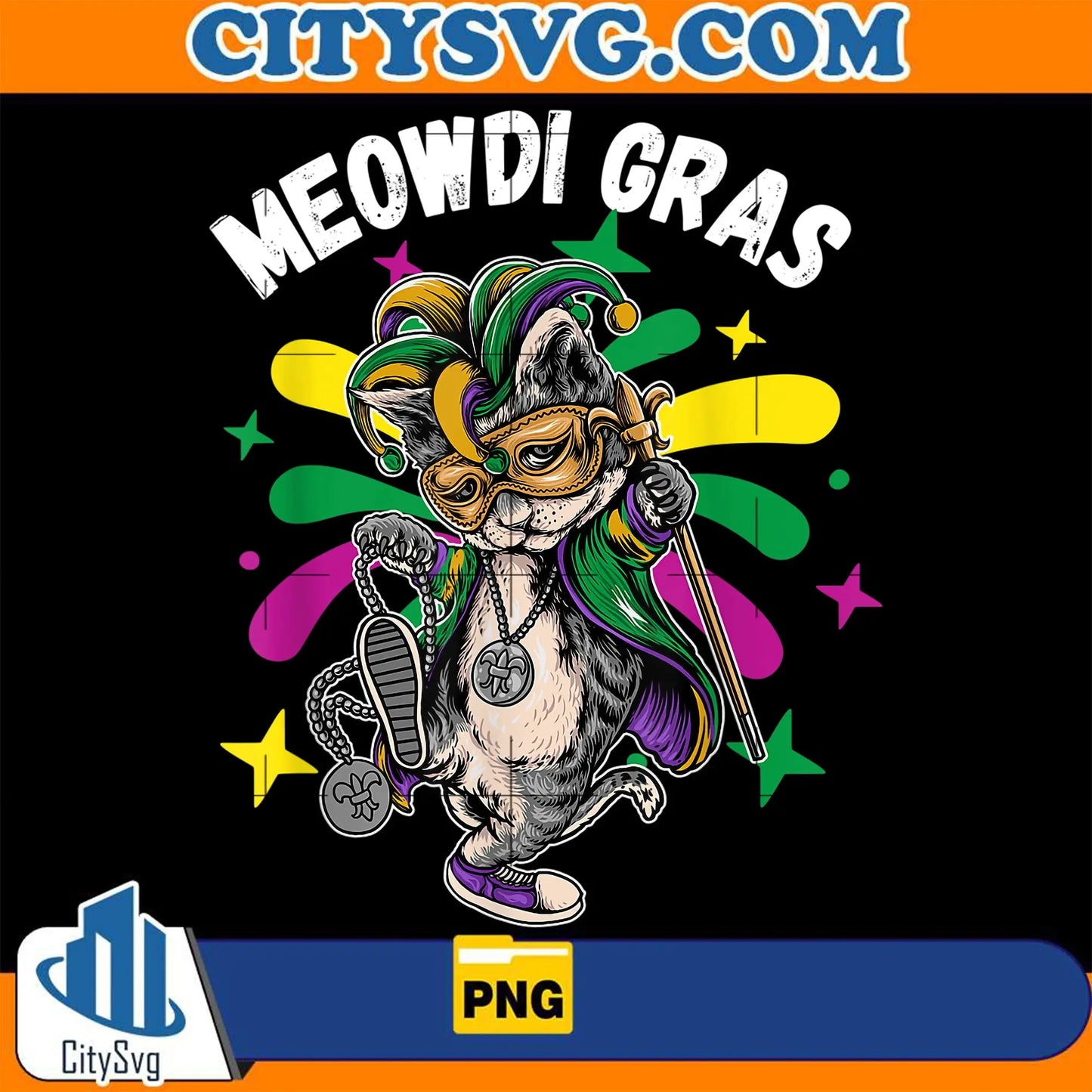MeowdiMardiGrasCatKittyLoverKittenOwnerMaskBeadsPng