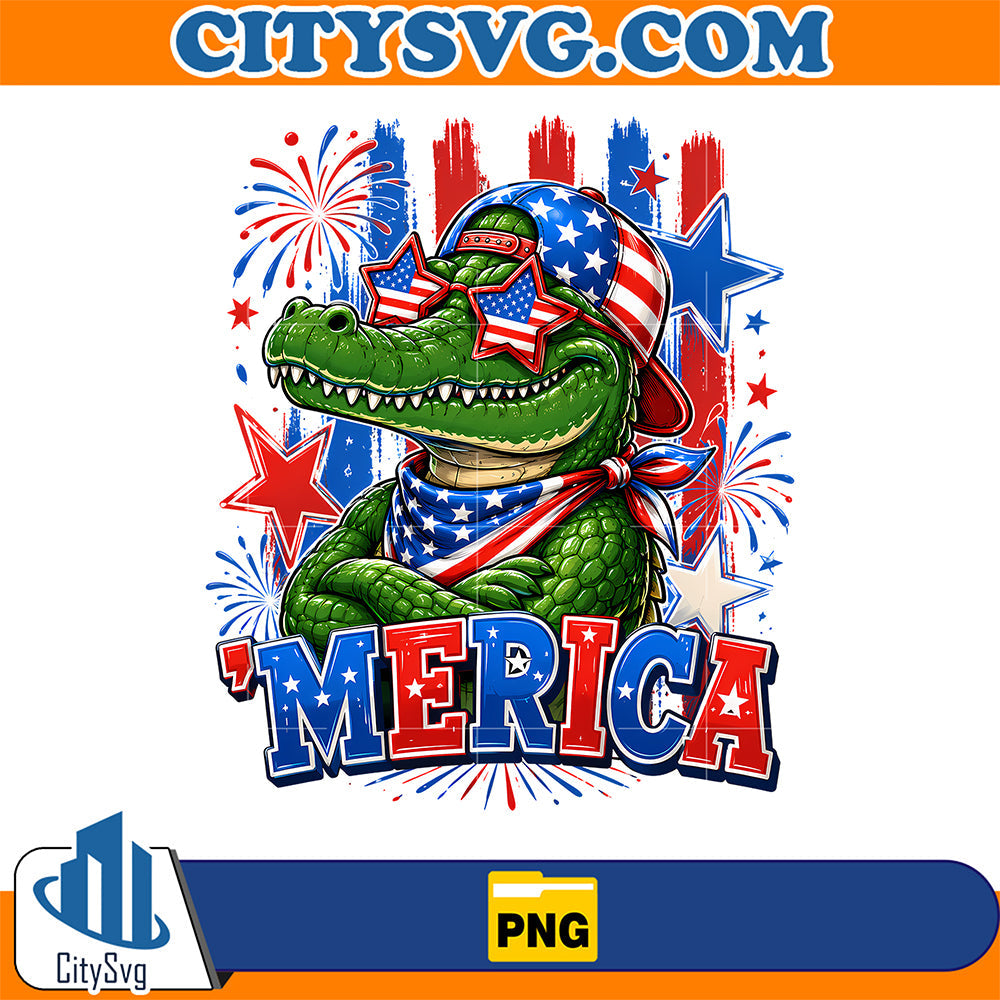 Merica Alligator Patriotic Png CitySvg
