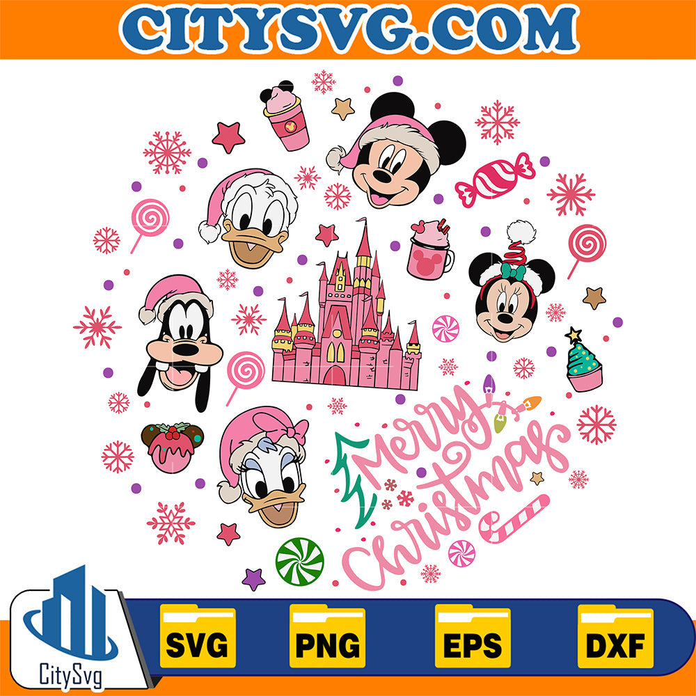 Merry-Christmas-Pink-Disney-Mouse-And-Friends-Svg