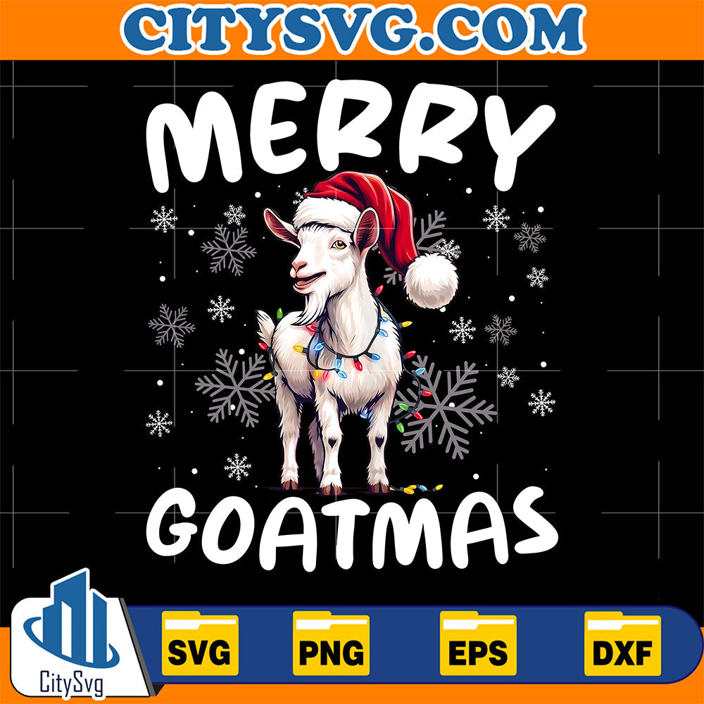 Merry-Goatmas-Santa-Hat-Sunglass-Snowflakes-Xmas-Svg