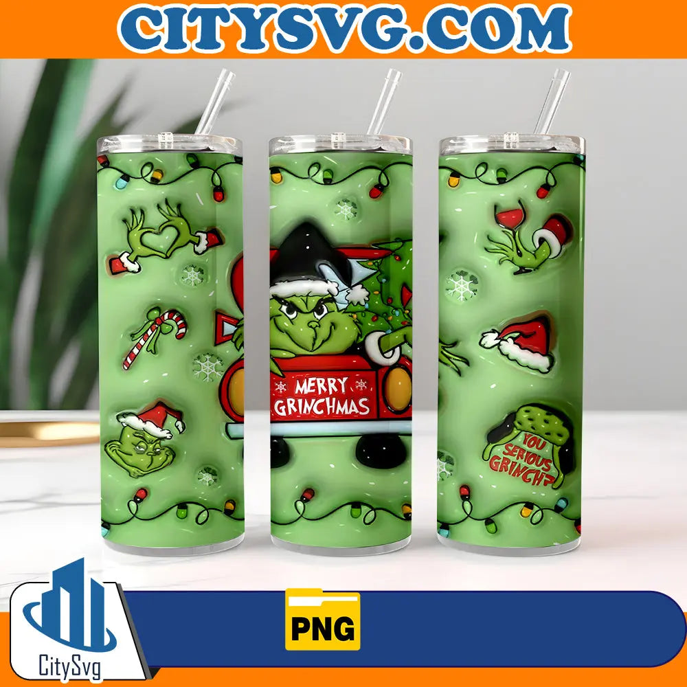 MerryGrinchmas20oz3DInflatedTumblerWrapChristmasPng_4