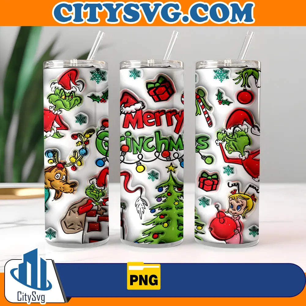 MerryGrinchmas20oz3DInflatedTumblerWrapChristmasPng_6