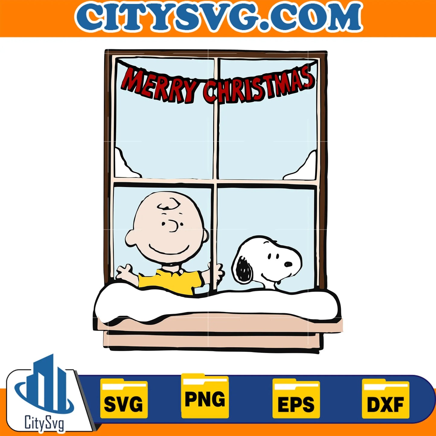 MerrySnoopyCharlieWindowChristmasSvg