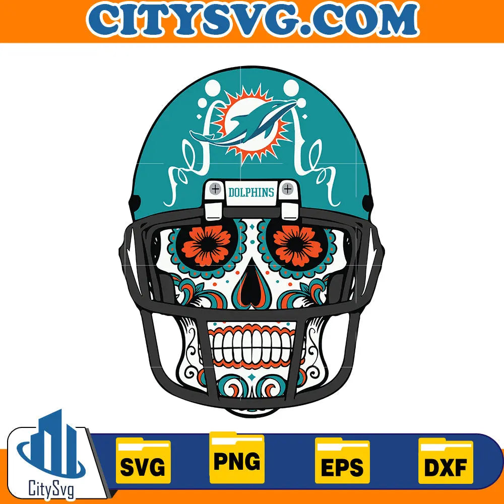 Skull Miami Dolphins Svg CitySvg