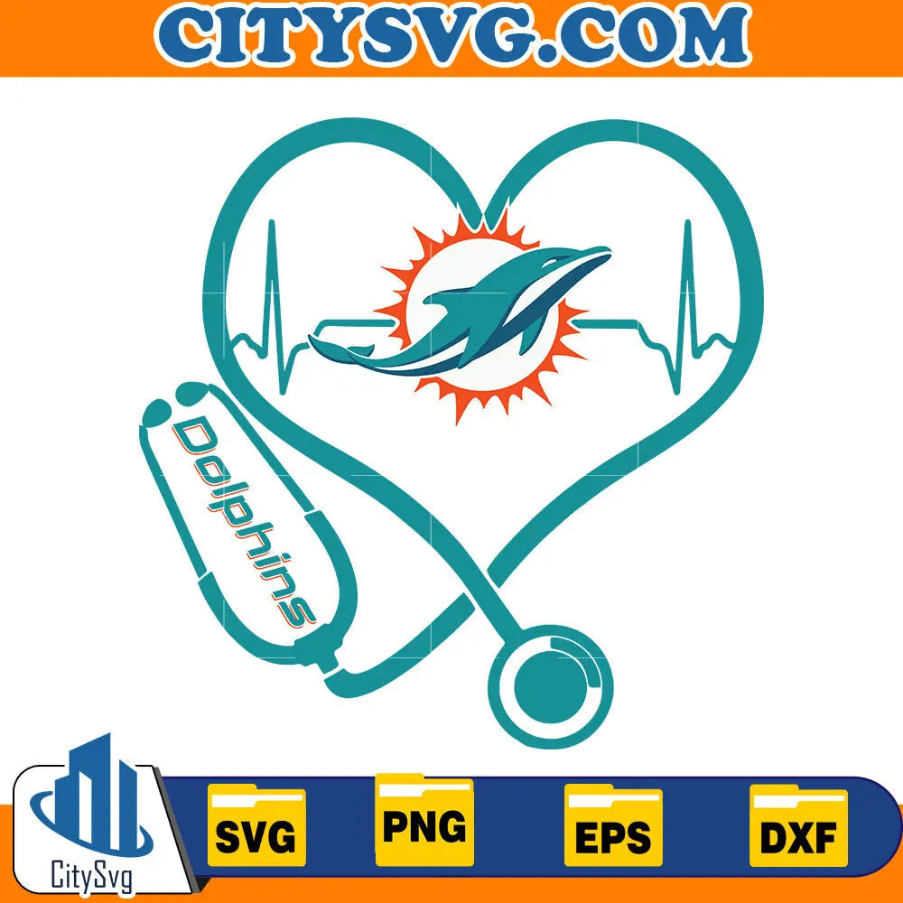 Heart Miami Dolphins Svg CitySvg
