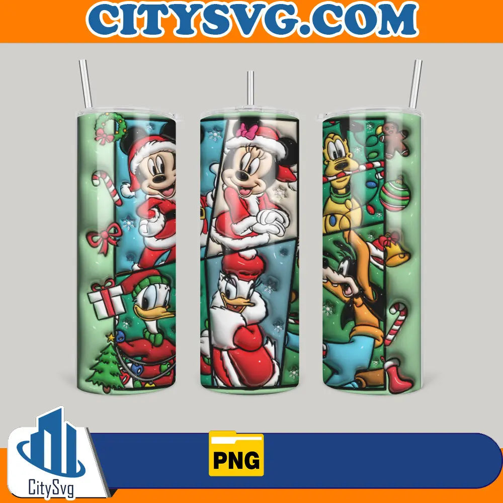 MickeyAndFriends3DInflatedChristmas20ozSkinnyTumblerPng