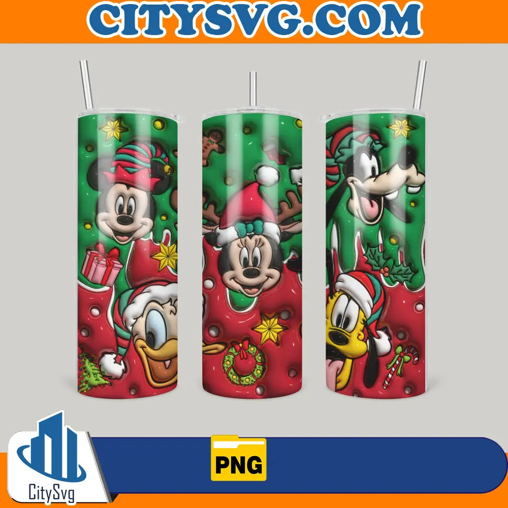 MickeyAndFriends3DInflatedChristmas20ozSkinnyTumblerPng_1
