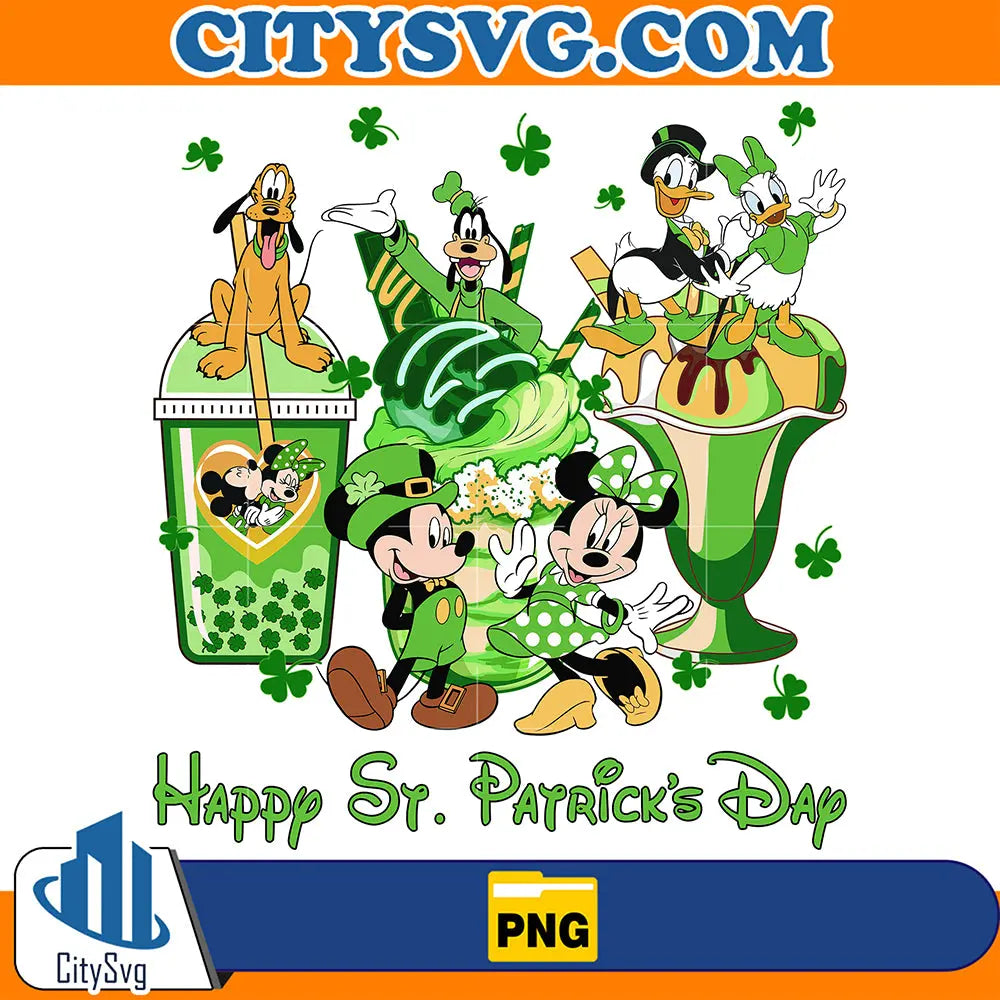 MickeyAndFriendsCoffeeHappyStPatrick_sDayPng