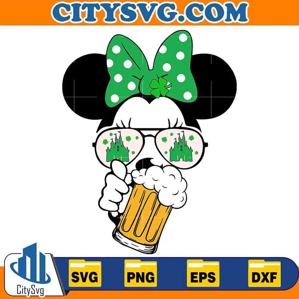 MickeyAndMinnieMouseDrinkingStPatricksDaySvg