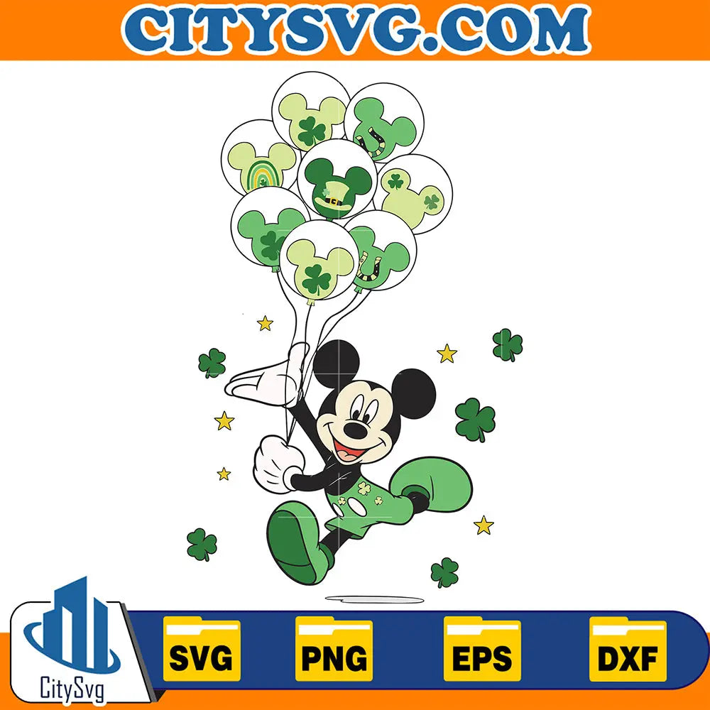 MickeyMouseStPatricksDayShamrockBalloonsSvg