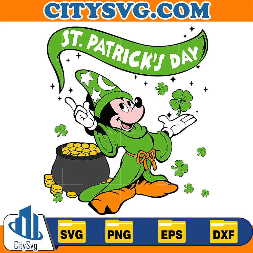 MickeyMouseWitchStPatricksDaySvg