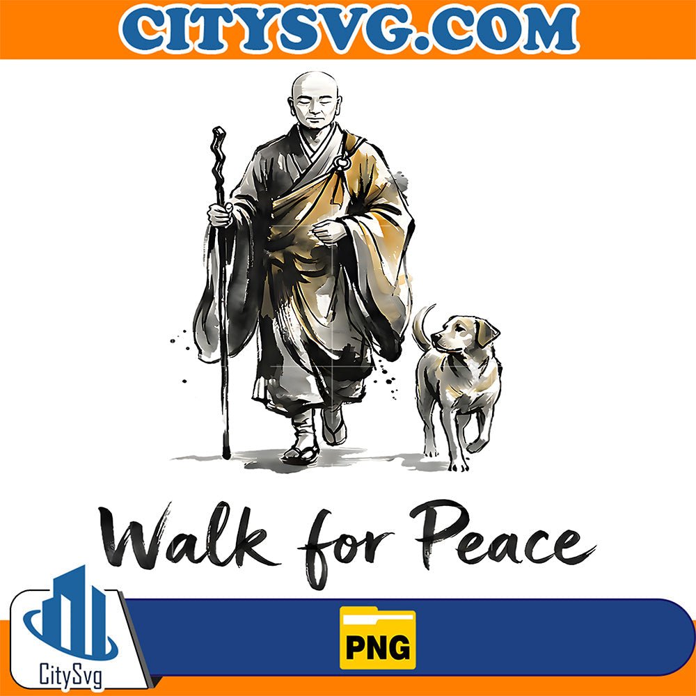 Minimalist Zen Art Walk For Peace Monks With Aloka Dog Png CitySvg