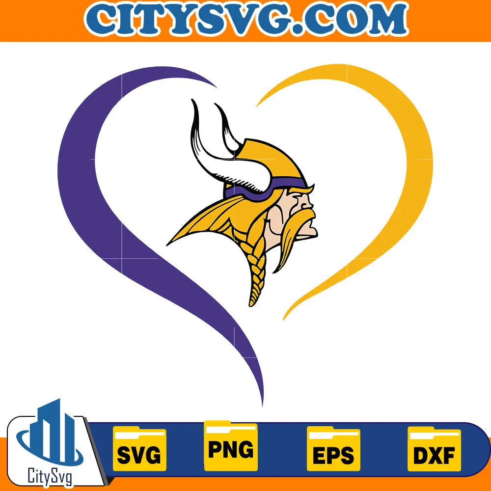 Heart Minnesota Vikings Svg CitySvg
