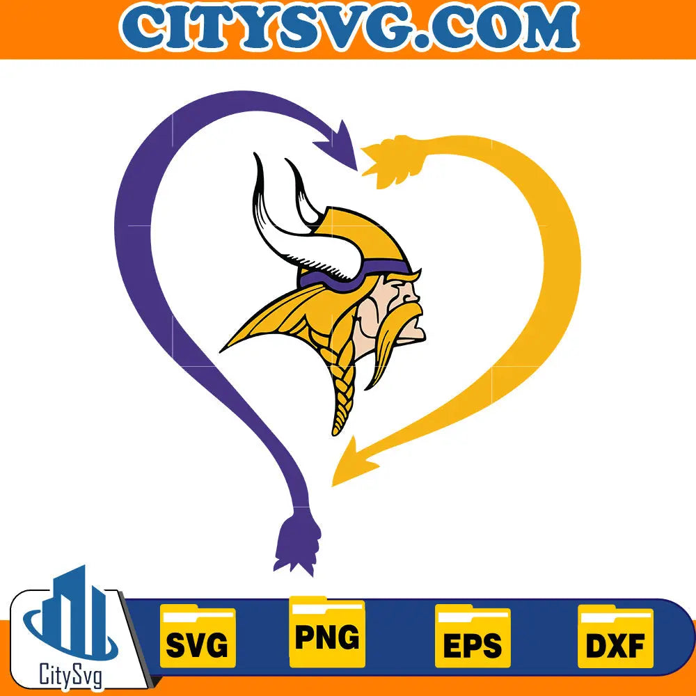 Heart Minnesota Vikings Svg CitySvg