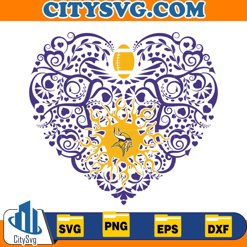 Heart Minnesota Vikings Svg CitySvg