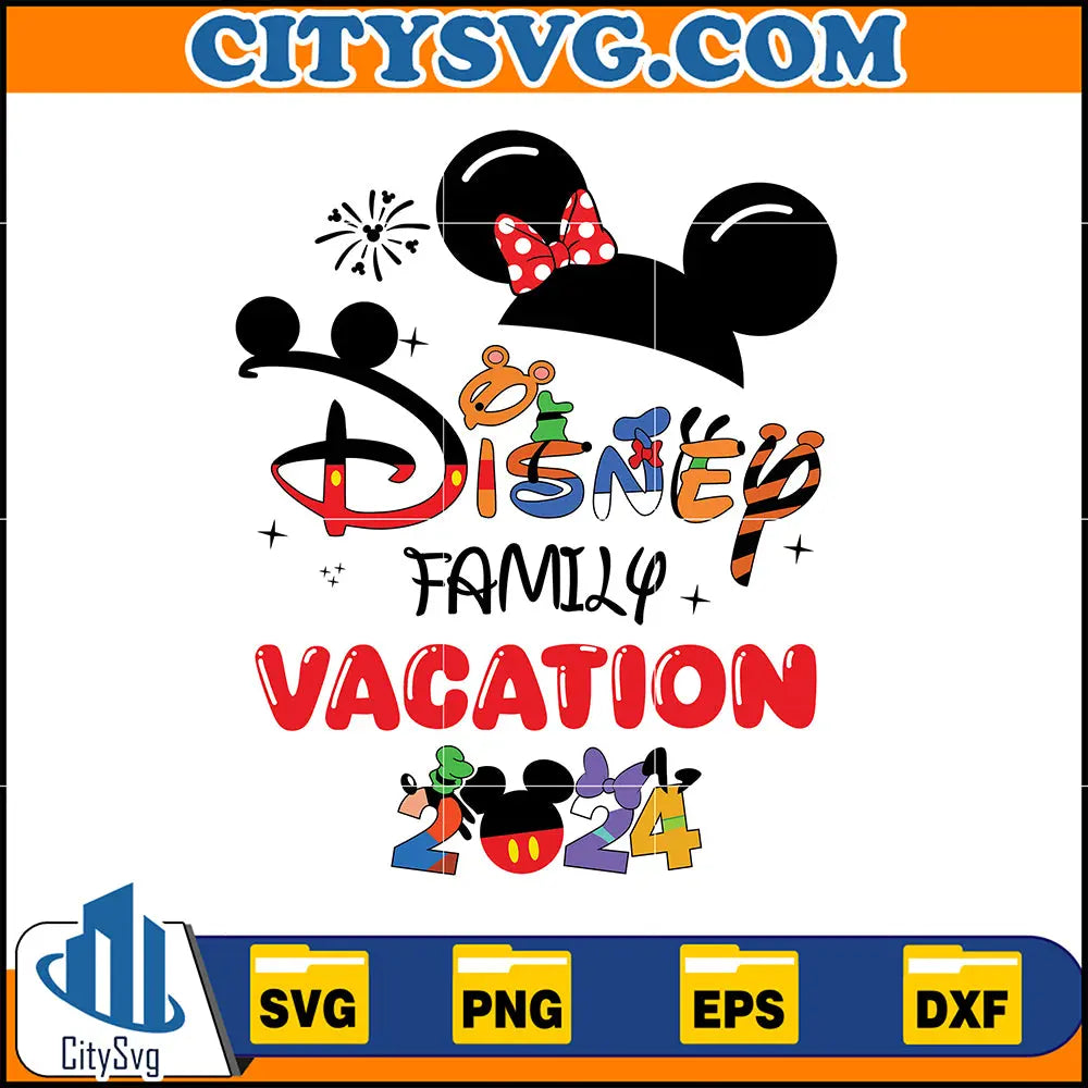 Minnie Disney Family Vacation 2024 Svg, Cartoon Family Trip 2024 Svg, Family Vacation Svg, Vacay Mode Svg, Vacation Season 2024 Svg, Instant Download CitySvg