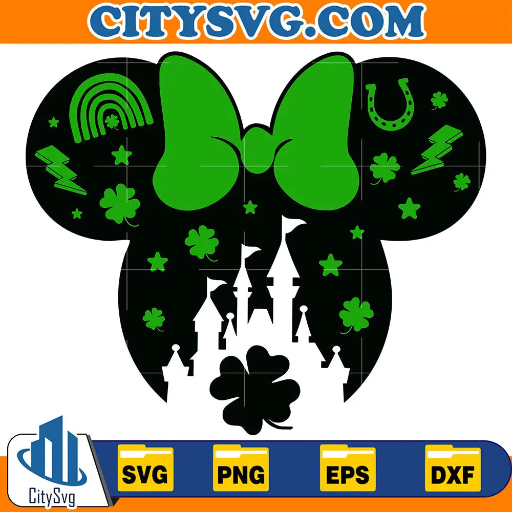 MinnieHeadCastleDisneyStPatricksDaySvg