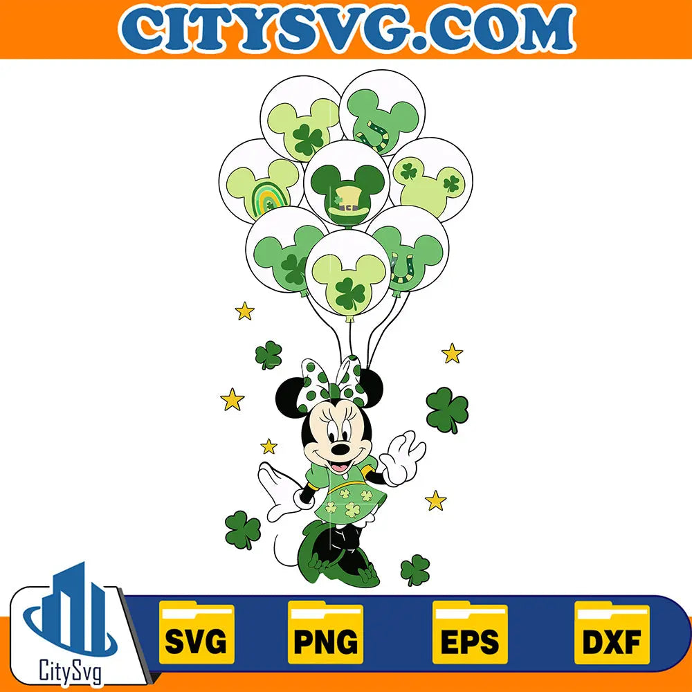 MinnieMouseStPatricksDayShamrockBalloonsSvg