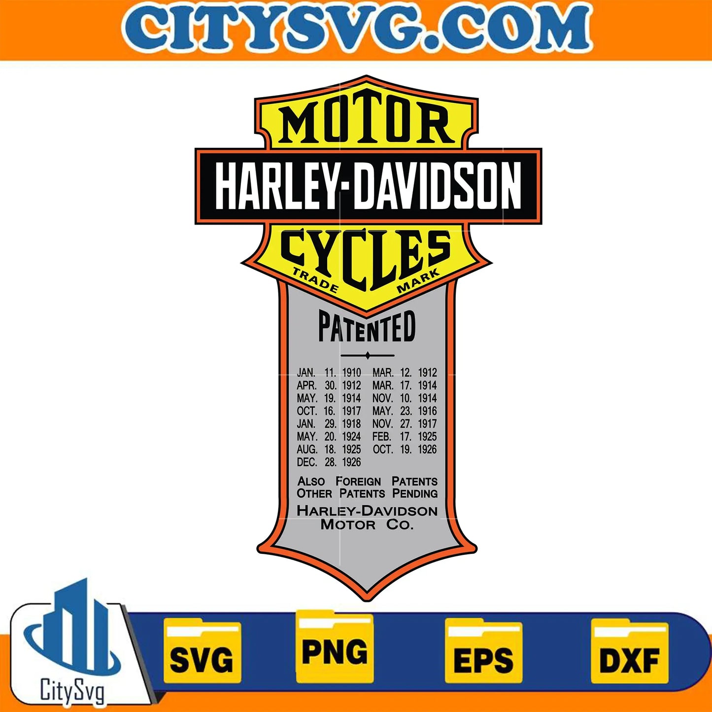 MotorHarleyDavidsonCyclesTradeMarkPatentedSvg