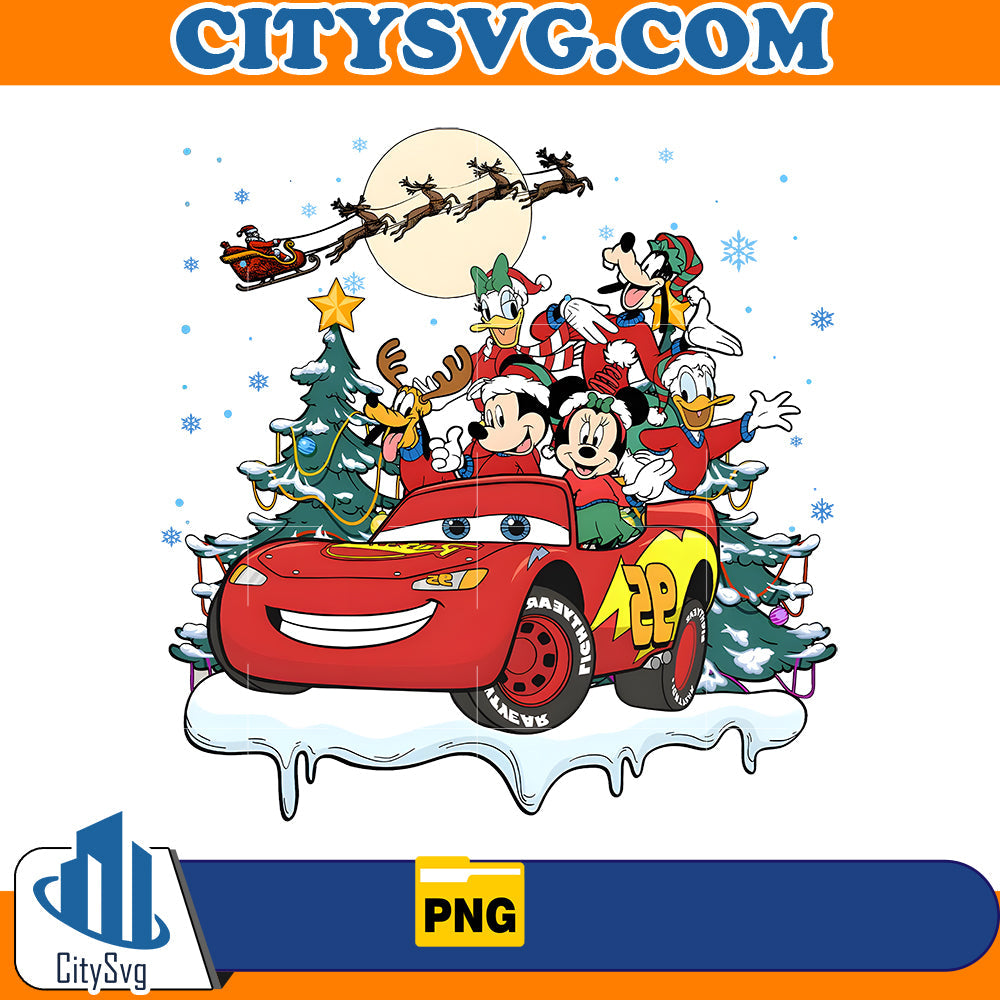 Mickey And Friend Lightning McQueen Christmas Png CitySvg