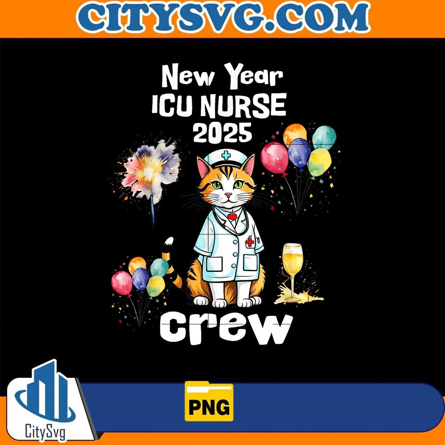 NewYearIcuNurse2025CatCrewPng