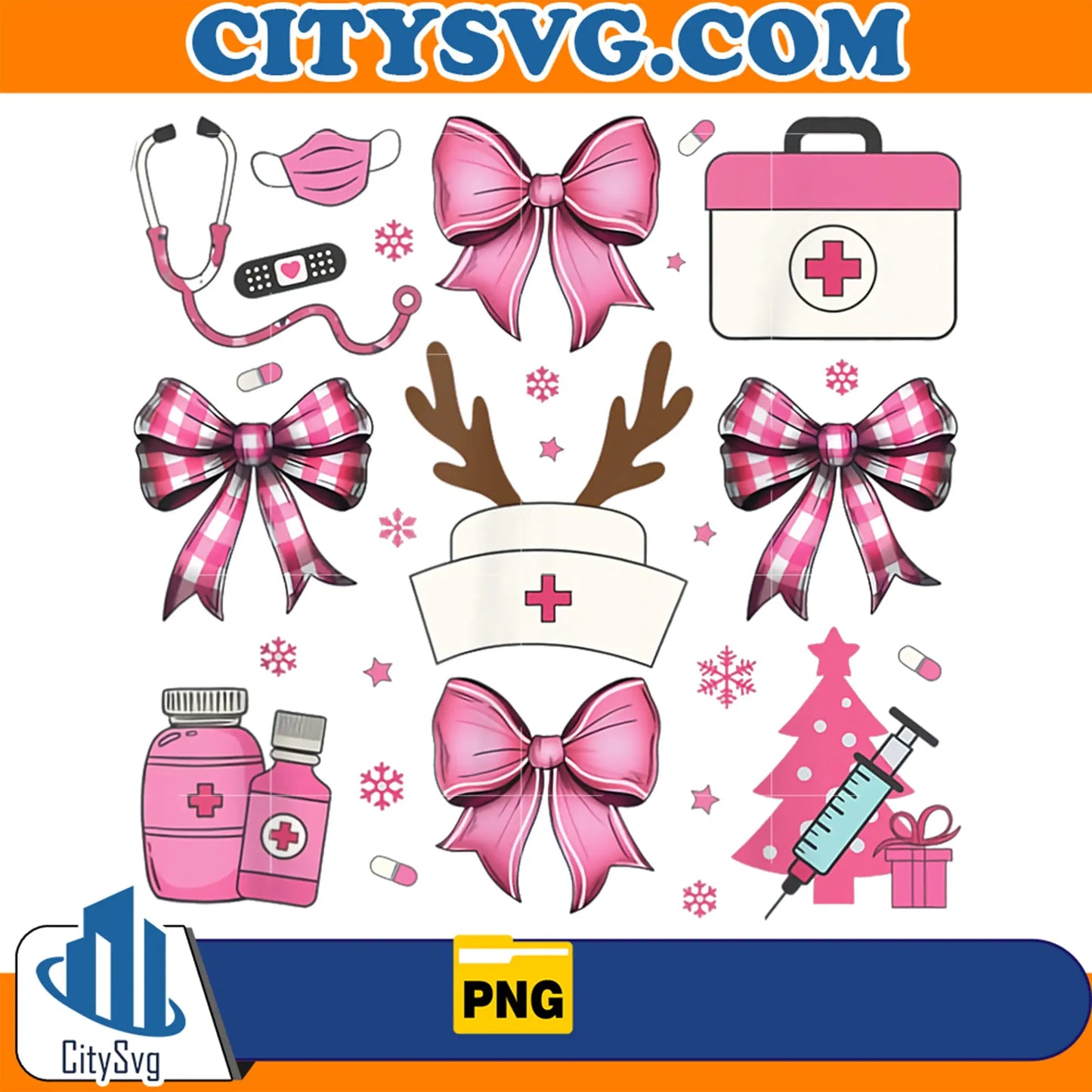 NurseChristmasCoquettePinkBowWinterHolidayRNXmasPng