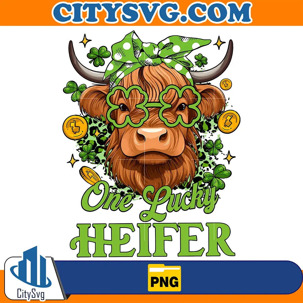 OneLuckyHeiferStPatricksDayCowPng