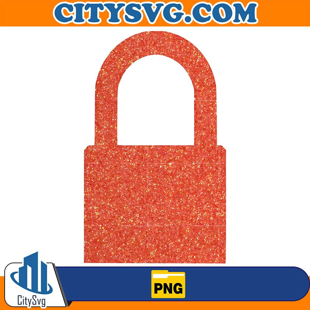 Orange-Glitter-Lock-Png