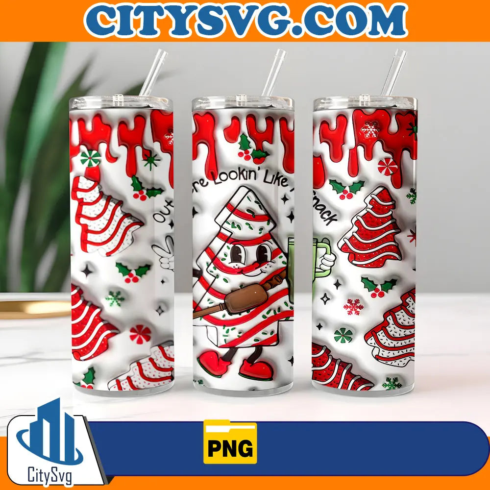 OutHereLookin_LikeASnackTree20oz3DInflatedTumblerWrapChristmasPng