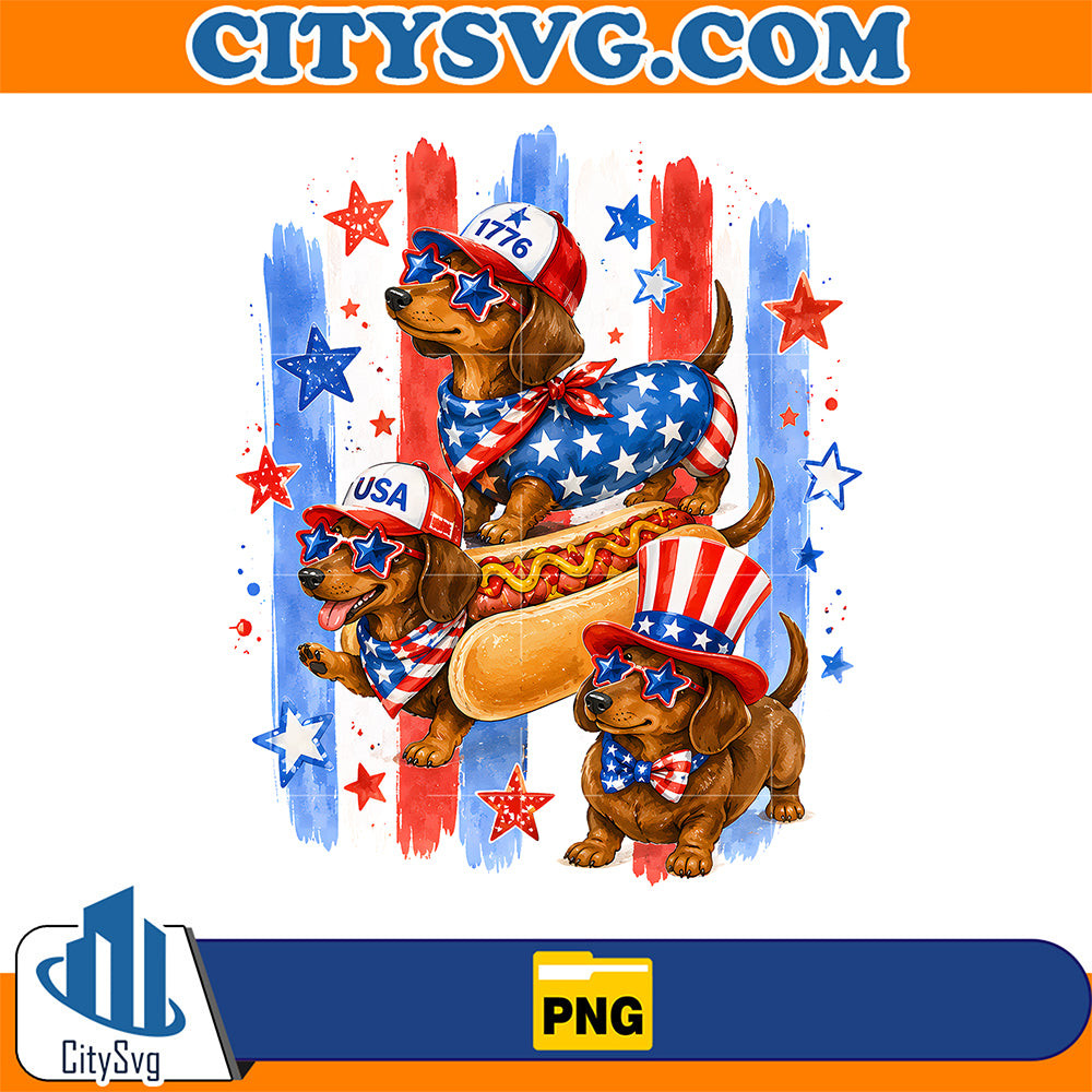 Patriotic-Dachshund-USA-1776-Independence-Day-Png