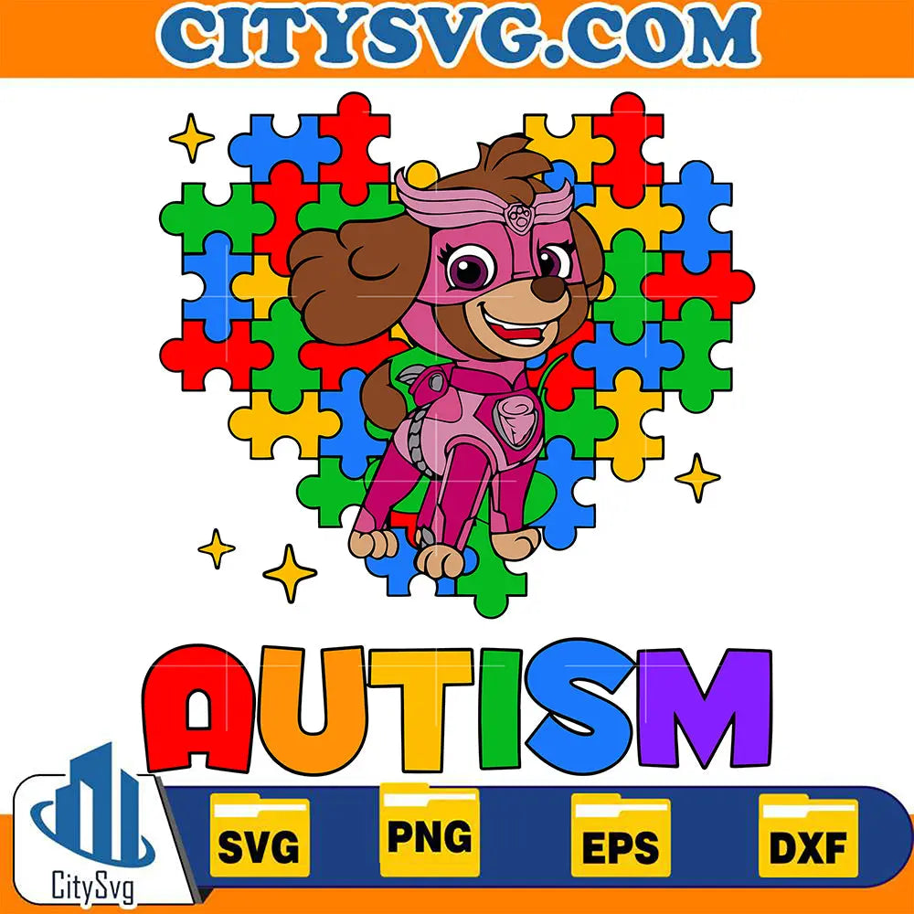 PawPatrolSkyeAutismHeartSvg