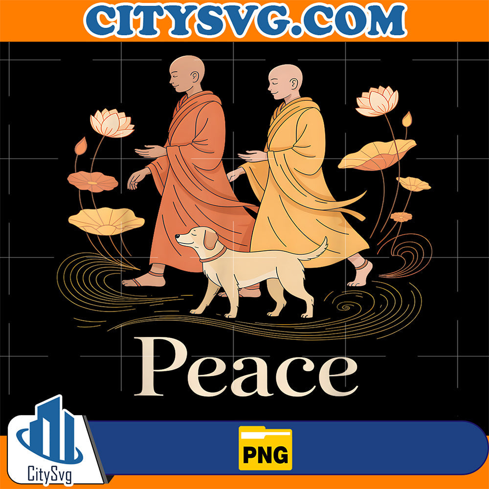 Peace-Walking-Monks-Zen-Calm-Minimalist-Art-Png