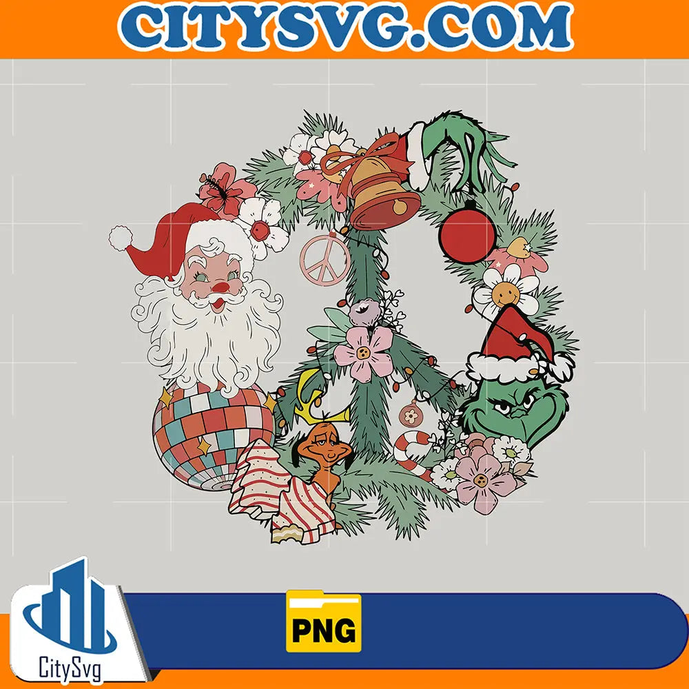 PeaceLoveChristmasSantaAndGrinchPng