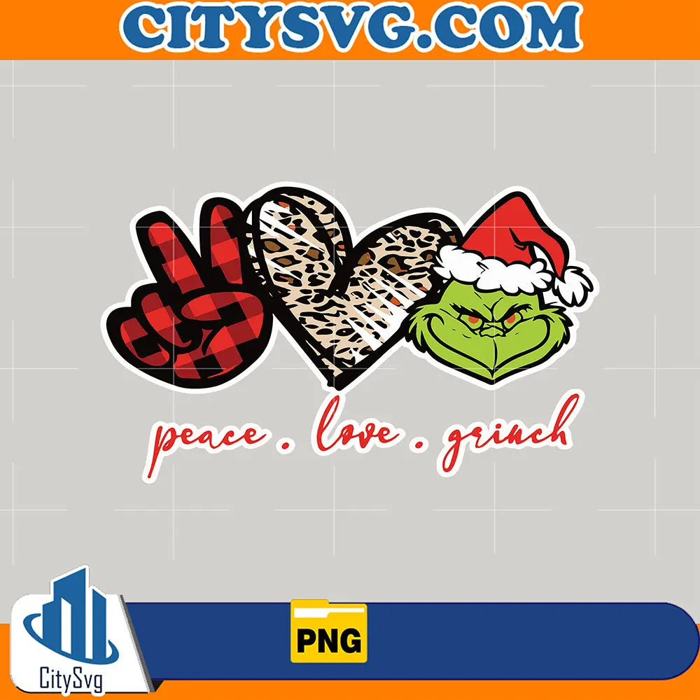 PeaceLoveGrinchChristmasLeopardHeartPng