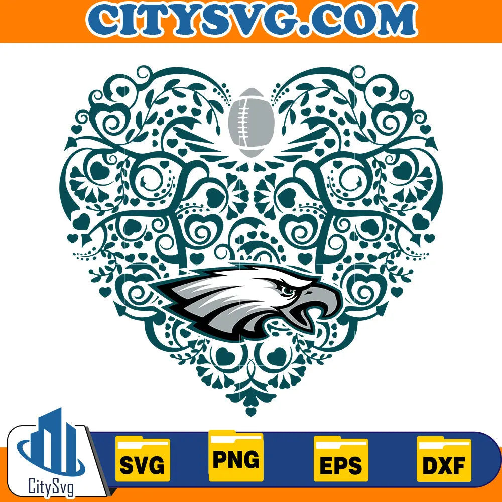 Heart Philadelphia Eagles Svg CitySvg