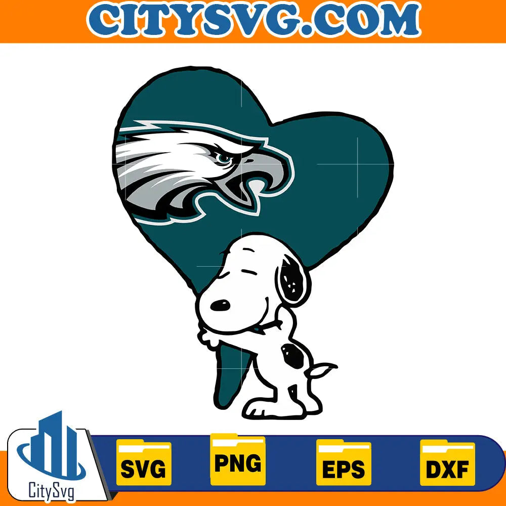Snoopy hugs heart Philadelphia Eagles Svg CitySvg