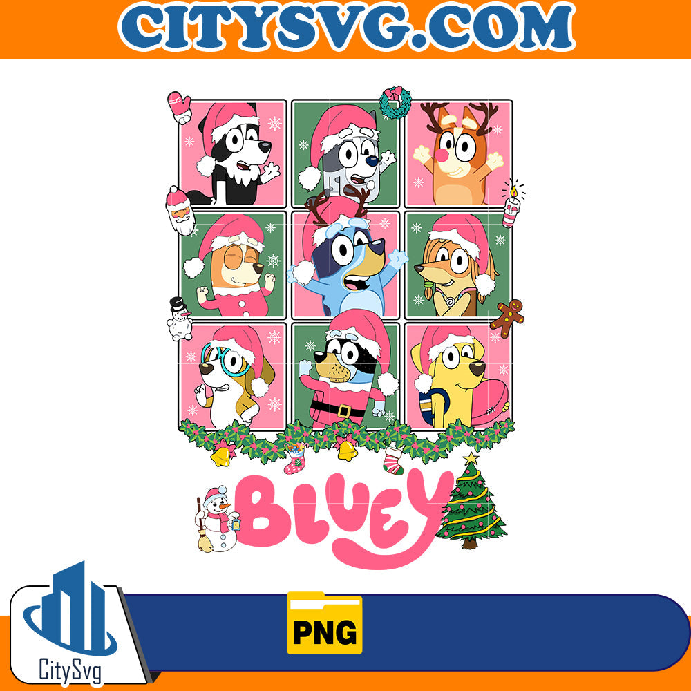 Pink Bluey Family Christmas Png CitySvg