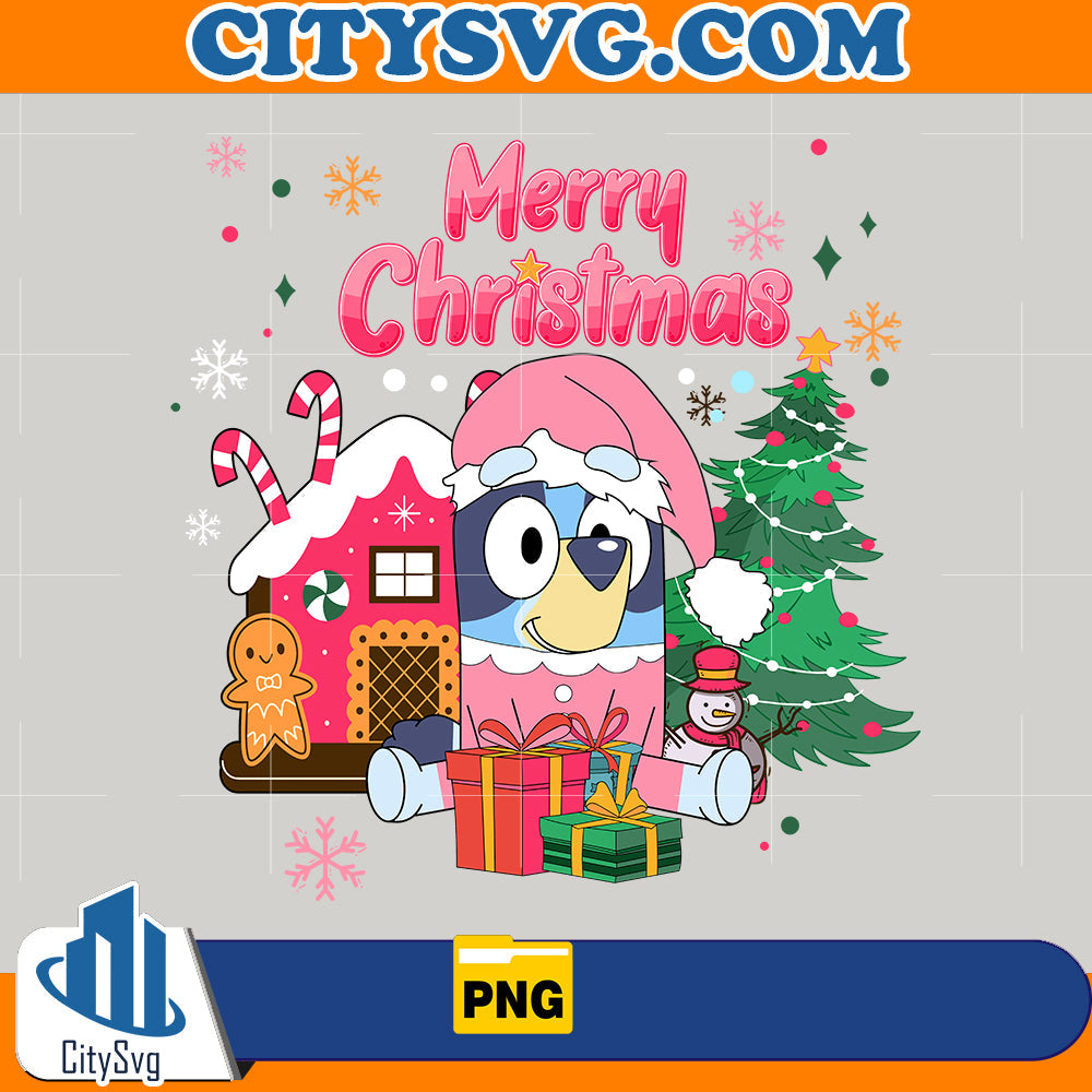 Pink Bluey Merry Christmas Png CitySvg
