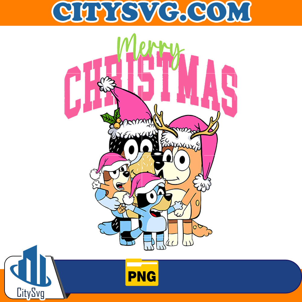 Pink Bluey Merry Christmas Png CitySvg