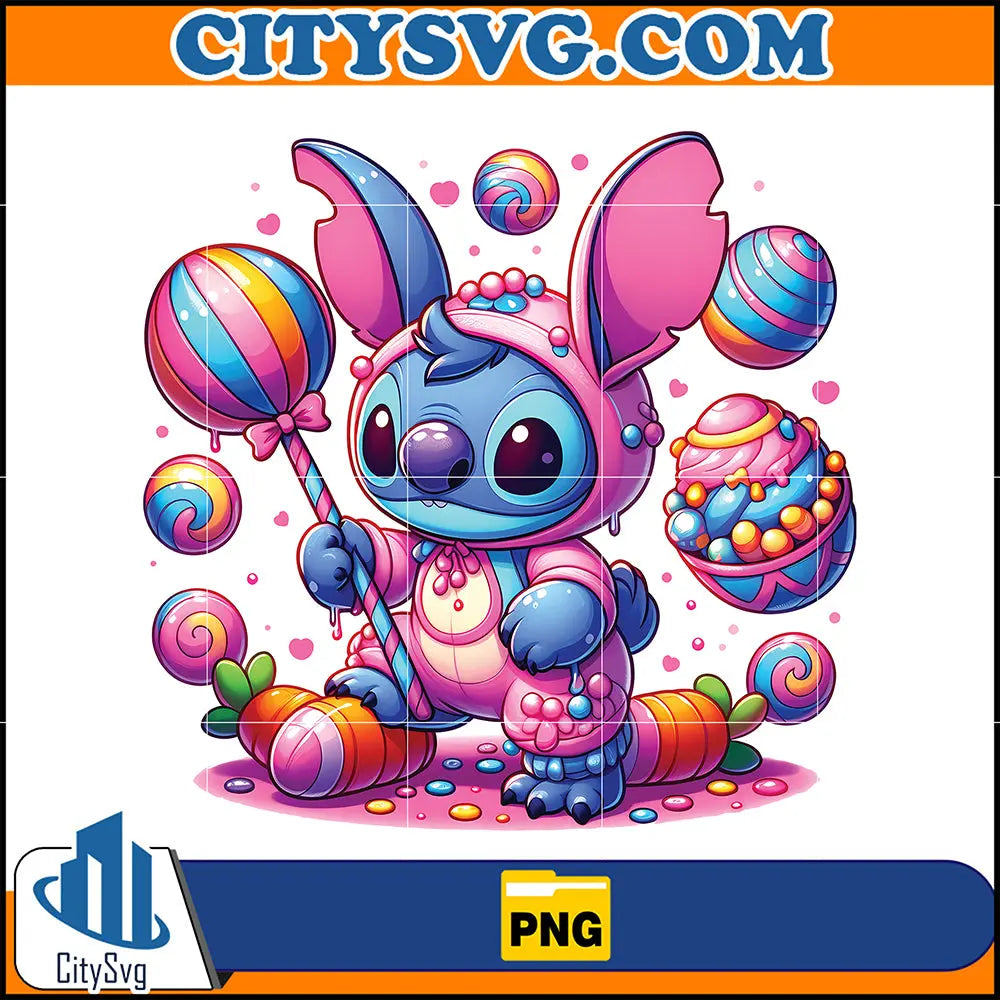 PinkCartoonStitchPng