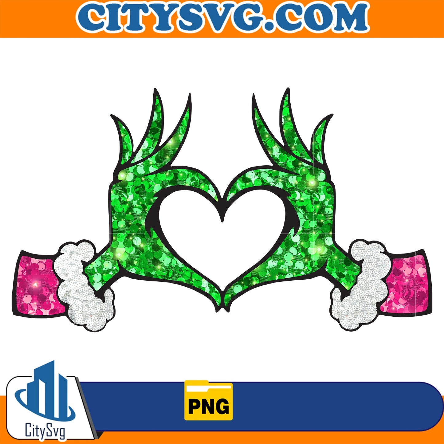 Pink Faux Sequin Grinch Png CitySvg