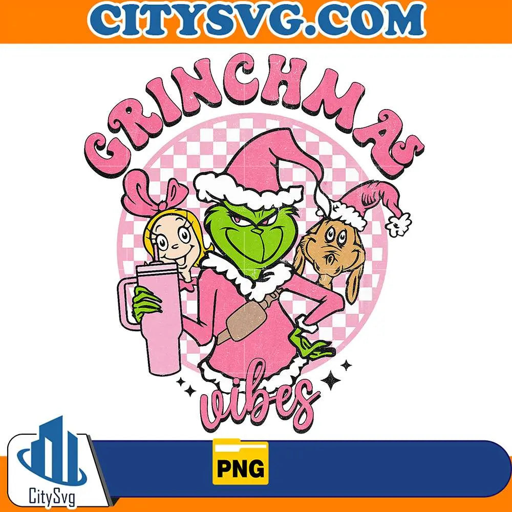 PinkGrinchmasVibesChristmasPng