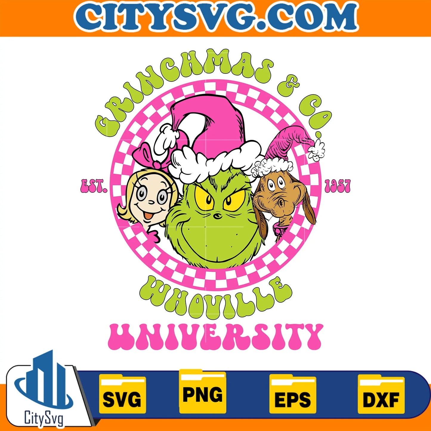 PinkGrinchmas_CoEst1957WhovilleUniversityChristmasSvg