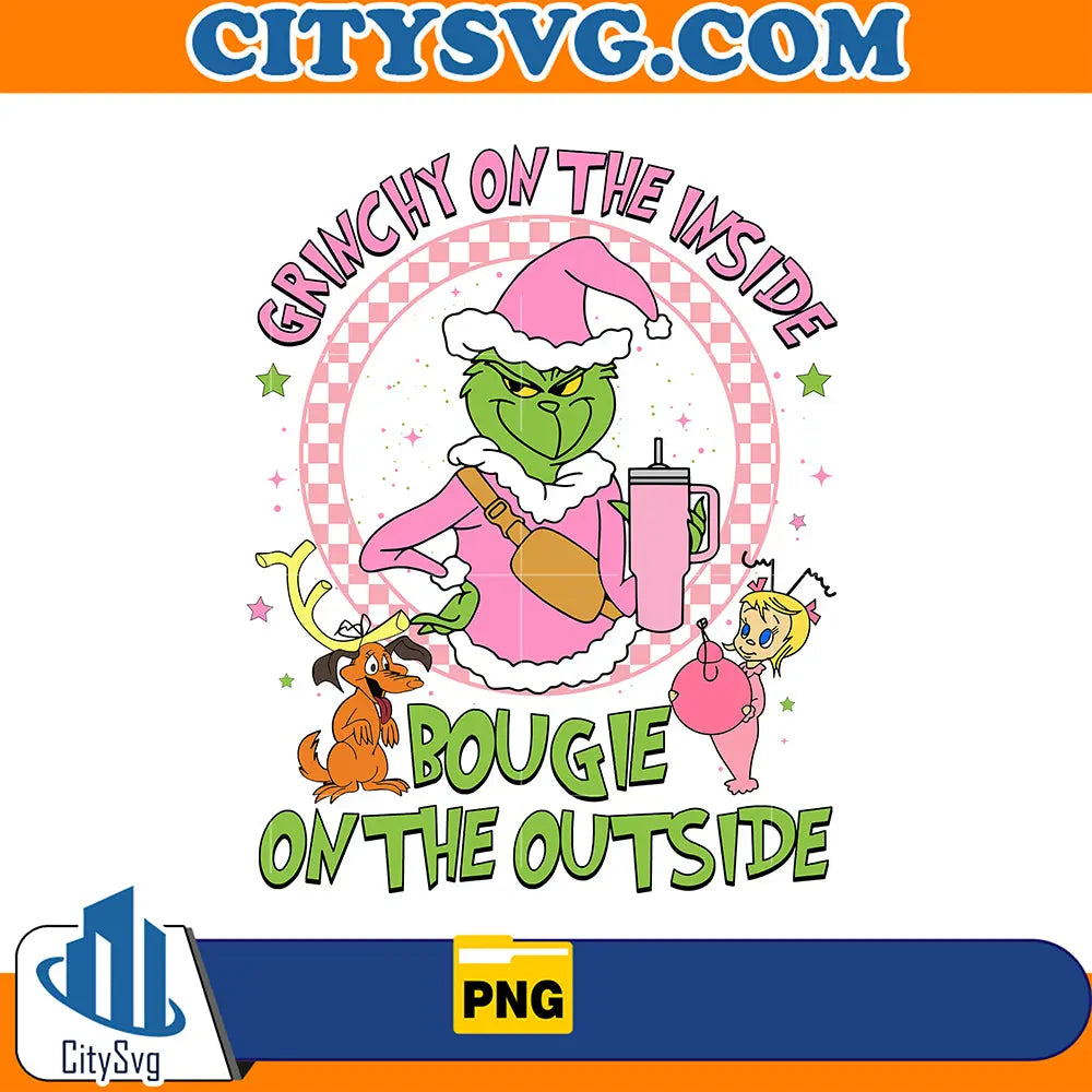 PinkGrinchyOnTheInsideBougieOnTheOutsideChristmasPng_3