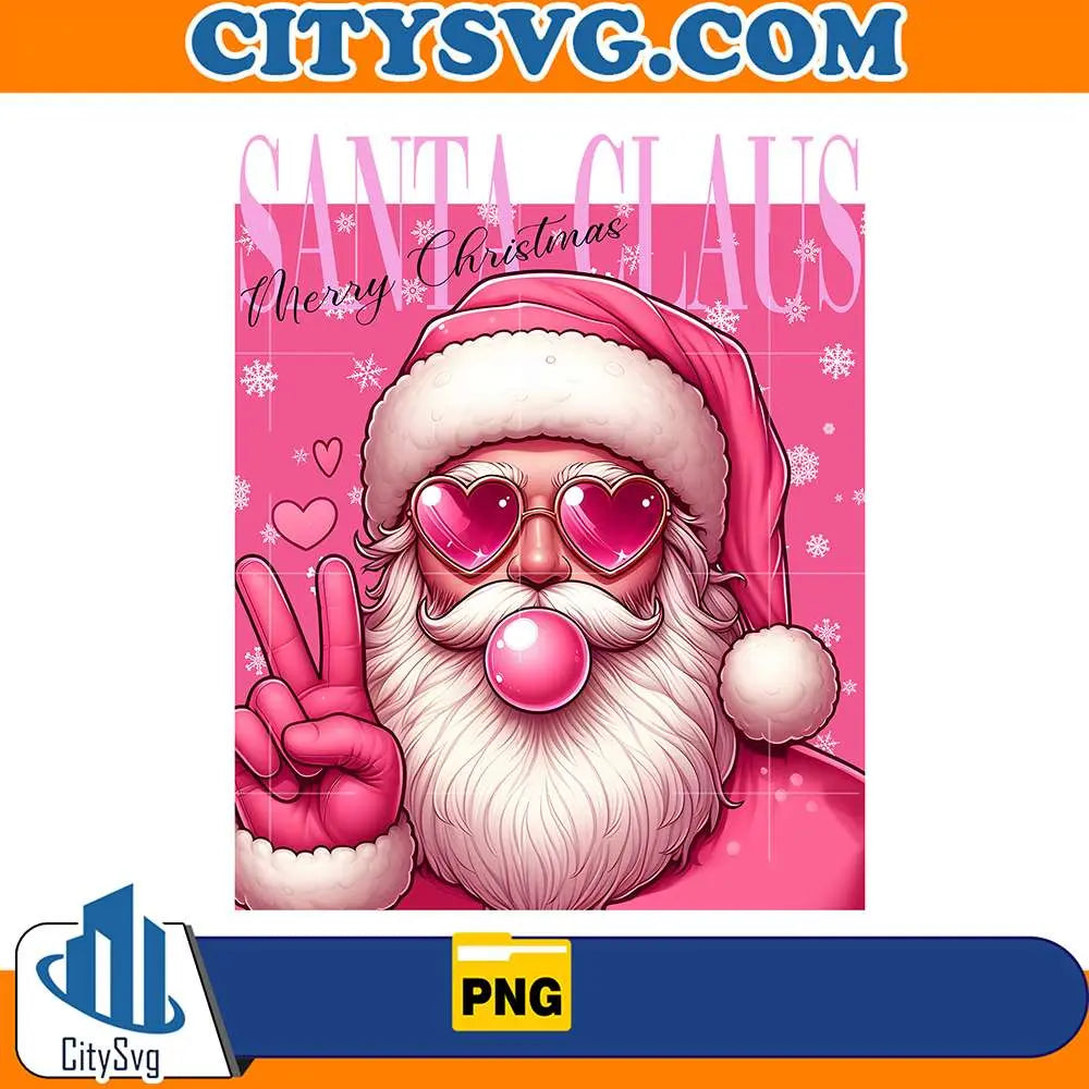 PinkSantaClausMerryChristmasPng_1