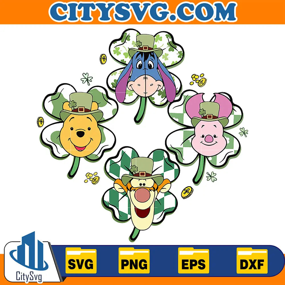 PoohAndFriendsShamrockPatrickDaySvg