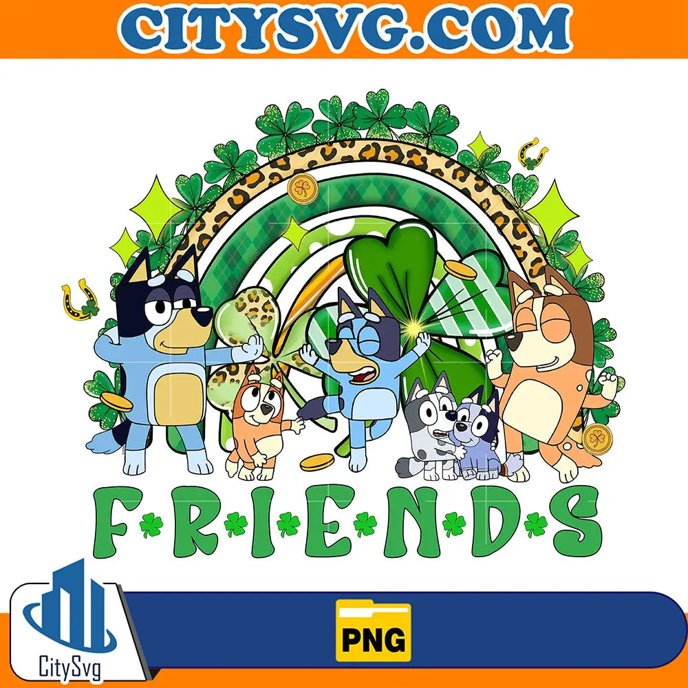 RainbowBlueyFriendsStPatricksDayPng