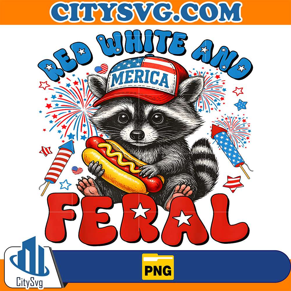 Red-White-And-Feral-4th-Of-July-Raccoon-Hot-Dog-America-Png-4
