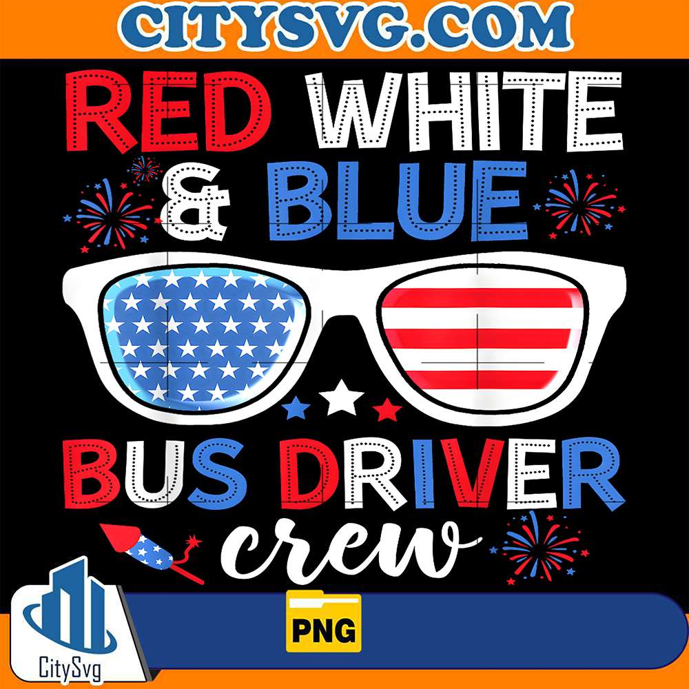 Red-White-Blue-Bus-Driver-Crew-4th-Of-July-Sunglasses-Png